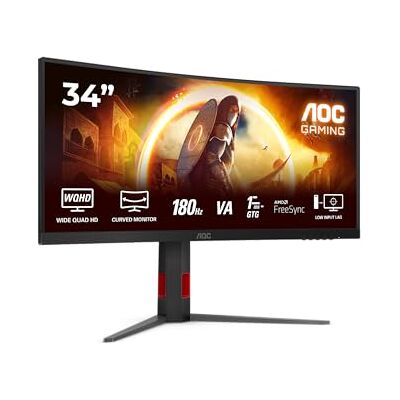 AOC CU34G4AD 34 Zoll Curved, UW-QHD Gaming Monitor, 180Hz, Fast VA Panel, 1ms GtG, Adaptive Sync, HDR10, FreeSync Premium, Höhenverstellung,(3440x1440 HDMI 2X 2.0 DP 1x 1.4) Schwarz AOC CU34G4AD 34 Zoll Curved, UW-QHD Gaming Monitor, 180Hz, Fast VA Panel, 1ms GtG, Adaptive Sync, HDR10, FreeSync Premium, Höhenverstellung,(3440x1440 HDMI 2X 2.0 DP 1x 1.4) Schwarz
