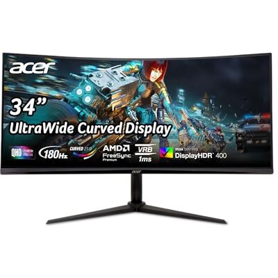 Acer Nitro XZ342CU V3 Gaming Monitor 34 Zoll (86 cm Bildschirm) UWQHD, VA, 180Hz DP, 100Hz HDMI, 4ms(GTG), DP 1.4, 2xHDMI 2.0, Curved, höhenverstellbar, FreeSync Premium Acer Nitro XZ342CU V3 Gaming Monitor 34 Zoll (86 cm Bildschirm) UWQHD, VA, 180Hz DP, 100Hz HDMI, 4ms(GTG), DP 1.4, 2xHDMI 2.0, Curved, höhenverstellbar, FreeSync Premium