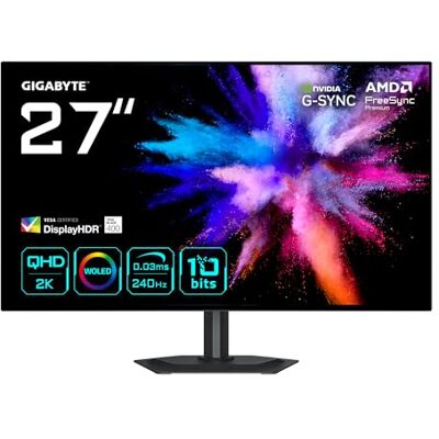 Gigabyte GO27Q24G 27” OLED 2K QHD Gaming-Monitor 2560 x 1440, 240Hz, 0.03ms, 275 cd/m², FreeSync Premium, G-Sync Kompatibel, HDMI 2.1, DisplayPort 1.4 Gigabyte GO27Q24G 27” OLED 2K QHD Gaming-Monitor 2560 x 1440, 240Hz, 0.03ms, 275 cd/m², FreeSync Premium, G-Sync Kompatibel, HDMI 2.1, DisplayPort 1.4
