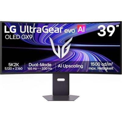 LG Ultragear™ 39GX950B-B 39 Zoll 21:9 Curved 5K2K OLED Gaming Monitor, 165Hz/330Hz Dual Mode, AI Upscaling, DisplayHDR True Black 500, AMD FreeSync Premium Pro, USB-C (90W), Schwarz LG Ultragear™ 39GX950B-B 39 Zoll 21:9 Curved 5K2K OLED Gaming Monitor, 165Hz/330Hz Dual Mode, AI Upscaling, DisplayHDR True Black 500, AMD FreeSync Premium Pro, USB-C (90W), Schwarz