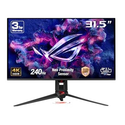 Asus ROG Swift OLED PG32UCDMR 32 Zoll 4K UHD Gaming Monitor (240 Hz, 0.03ms GtG, G-Sync, FreeSync, AdaptiveSync, 10-bit, DisplayHDR 400, 16:9, 3840x2160, DP 2.1, HDMI 2.1, 90W USB-C, USB-Hub) Asus ROG Swift OLED PG32UCDMR 32 Zoll 4K UHD Gaming Monitor (240 Hz, 0.03ms GtG, G-Sync, FreeSync, AdaptiveSync, 10-bit, DisplayHDR 400, 16:9, 3840x2160, DP 2.1, HDMI 2.1, 90W USB-C, USB-Hub)