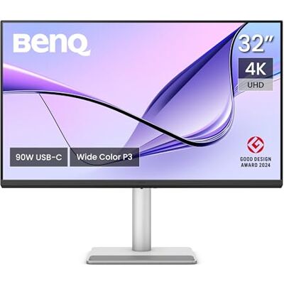 BenQ MA320U 32 Zoll 4K 3840x2160 Monitor für MacBook Pro/Air, Dual USB-C, 90W-Stromversorgung, Mac Color Match, USB-Hub, Helligkeits- und Lautstärkeregelung auf Mac, Verstellbarer Fuß, P3-Farbraum BenQ MA320U 32 Zoll 4K 3840x2160 Monitor für MacBook Pro/Air, Dual USB-C, 90W-Stromversorgung, Mac Color Match, USB-Hub, Helligkeits- und Lautstärkeregelung auf Mac, Verstellbarer Fuß, P3-Farbraum