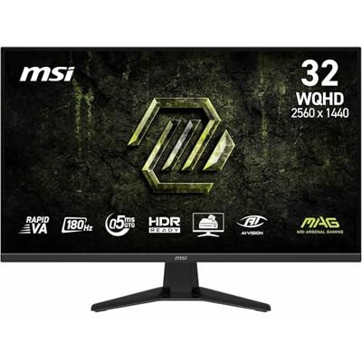 MSI MAG 325QFA E18V 32-Zoll-WQHD-Gaming-Monitor, 2560 x 1440 Rapid VA, 180 Hz, 0,5 ms, HDR-fähig, Augenschutz, HDMI 2.0b, DP 1.4a, Rahmenlos, neigbar, VESA-Halterung, schwarz MSI MAG 325QFA E18V 32-Zoll-WQHD-Gaming-Monitor, 2560 x 1440 Rapid VA, 180 Hz, 0,5 ms, HDR-fähig, Augenschutz, HDMI 2.0b, DP 1.4a, Rahmenlos, neigbar, VESA-Halterung, schwarz