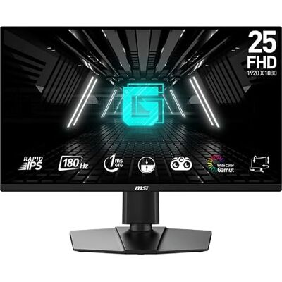 MSI G255PFDE E2 24,5 Zoll FHD Gaming Monitor 1920 x 1080 Rapid IPS Panel, 180 Hz / 1ms (GtG), 99% sRGB Farbraum, Adaptive-Sync DP 1.2a, HDMI 2.0b CEC MSI G255PFDE E2 24,5 Zoll FHD Gaming Monitor 1920 x 1080 Rapid IPS Panel, 180 Hz / 1ms (GtG), 99% sRGB Farbraum, Adaptive-Sync DP 1.2a, HDMI 2.0b CEC