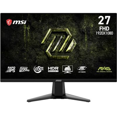 MSI MAG 275FA E20 27-Zoll-FHD-Gaming-Monitor, 1920 x 1080 Rapid IPS, 200 Hz, 0,5 ms, HDR-fähig, AMD FreeSync Premium, Eye Care, AI Vision, HDMI 2.0b, DP 1.2a, Rahmenlos, VESA-Halterung, schwarz MSI MAG 275FA E20 27-Zoll-FHD-Gaming-Monitor, 1920 x 1080 Rapid IPS, 200 Hz, 0,5 ms, HDR-fähig, AMD FreeSync Premium, Eye Care, AI Vision, HDMI 2.0b, DP 1.2a, Rahmenlos, VESA-Halterung, schwarz