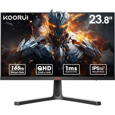 KOORUI 24 Zoll Gaming Monitor, QHD (2560x1440) Bildschirm 165Hz Fast IPS 1 ms Reaktionszeit Höhenverstellbar & Pivot (90°) Adaptive Sync HDMI & DP VESA 100x100mm KOORUI 24 Zoll Gaming Monitor, QHD (2560x1440) Bildschirm 165Hz Fast IPS 1 ms Reaktionszeit Höhenverstellbar & Pivot (90°) Adaptive Sync HDMI & DP VESA 100x100mm