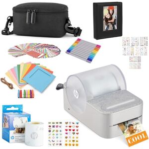HP Sprocket Panorama Tragbarer Sofort-Farbetiketten- und Fotodrucker (Grau), Geschenkpaket mit Etui, Zink-Rolle, Fotoalbum, Markern, Aufklebern und Rahmen HP Sprocket Panorama Tragbarer Sofort-Farbetiketten- und Fotodrucker (Grau), Geschenkpaket mit Etui, Zink-Rolle, Fotoalbum, Markern, Aufklebern und Rahmen