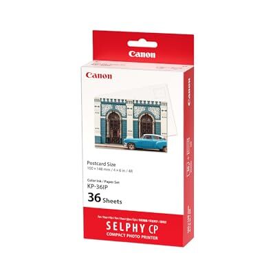 Canon KP-36IP Original Farbband/Papierset Postkartengröße 10x15cm für SELPHY CP-Drucker (36 Blatt, Fotos in Laborqualität, bis zu 100 Jahre farbstabil, wasserabweisend, kratzfest, Fingerabdruckschutz) Canon KP-36IP Original Farbband/Papierset Postkartengröße 10x15cm für SELPHY CP-Drucker (36 Blatt, Fotos in Laborqualität, bis zu 100 Jahre farbstabil, wasserabweisend, kratzfest, Fingerabdruckschutz)