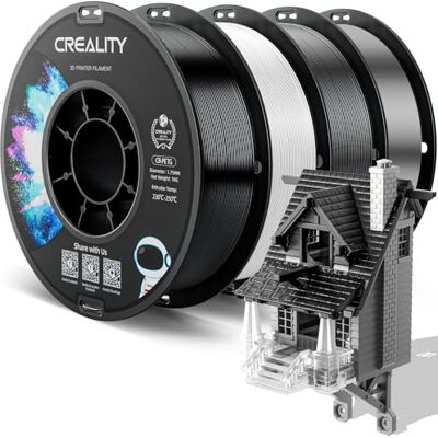 YOOPAI Creality PETG Filament 1.75mm, Hohe Präzision, Starke Zähigkeit, Geruchlos, Besserer Fluss, 4kg 3D Drucker Filament, 1.75mm Maßgenauigkeit +/- 0.03mm, PETG Schwarz+Weiß+Grau+Transparent YOOPAI Creality PETG Filament 1.75mm, Hohe Präzision, Starke Zähigkeit, Geruchlos, Besserer Fluss, 4kg 3D Drucker Filament, 1.75mm Maßgenauigkeit +/- 0.03mm, PETG Schwarz+Weiß+Grau+Transparent