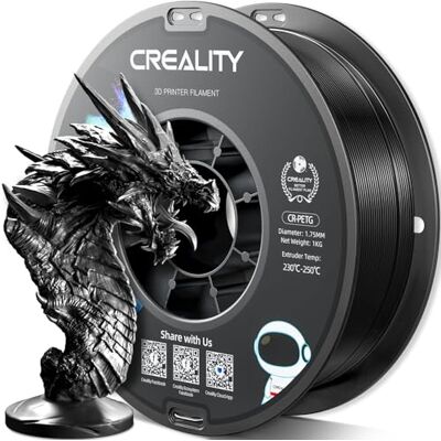 YOOPAI Creality PETG Filament 1.75mm, Hohe Präzision, Starke Zähigkeit, Geruchlos, Besserer Fluss, 1kg 3D Drucker Filament, 1.75mm Maßgenauigkeit +/- 0.02mm, PETG Schwarz YOOPAI Creality PETG Filament 1.75mm, Hohe Präzision, Starke Zähigkeit, Geruchlos, Besserer Fluss, 1kg 3D Drucker Filament, 1.75mm Maßgenauigkeit +/- 0.02mm, PETG Schwarz