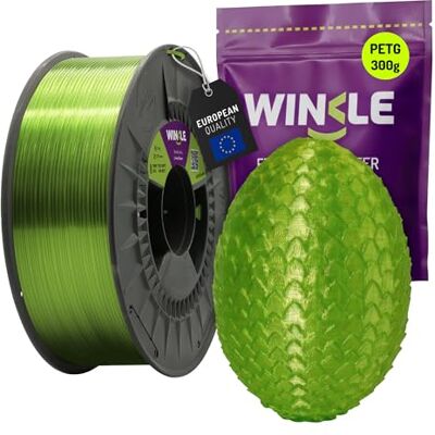 WINKLE FEED YOUR PRINTER WINKLE PETG Filament 1.75mm Crystal Limonengrün 300g, 3D Drucker Filament WINKLE FEED YOUR PRINTER WINKLE PETG Filament 1.75mm Crystal Limonengrün 300g, 3D Drucker Filament