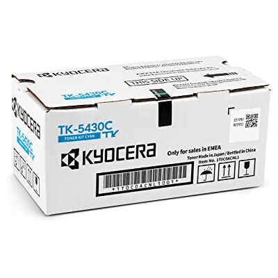 Kyocera TK-5430C Toner Cyan. Original Tonerkartusche für bis zu 1250 Seiten. Toner Drucker kompatibel für PA2100cx, PA2100cwx, MA2100cfx und MA2100cwfx Kyocera TK-5430C Toner Cyan. Original Tonerkartusche für bis zu 1250 Seiten. Toner Drucker kompatibel für PA2100cx, PA2100cwx, MA2100cfx und MA2100cwfx