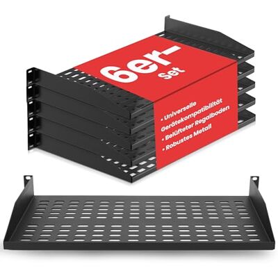 Pyle Fachboden 6er Set 19 Zoll 1HE Rack Shelf – Belüfteter Stahl Rackboden für Netzwerkschrank & Serverschrank, Ablage für Patchpanel und Netzwerkgeräte, 50 kg Tragkraft Pyle Fachboden 6er Set 19 Zoll 1HE Rack Shelf – Belüfteter Stahl Rackboden für Netzwerkschrank & Serverschrank, Ablage für Patchpanel und Netzwerkgeräte, 50 kg Tragkraft
