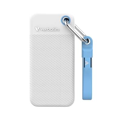 Verbatim Pocket SSD 1TB Externe SSD USB 3.2 Gen2 1000MB/s Weiß Hellblau Verbatim Pocket SSD 1TB Externe SSD USB 3.2 Gen2 1000MB/s Weiß Hellblau