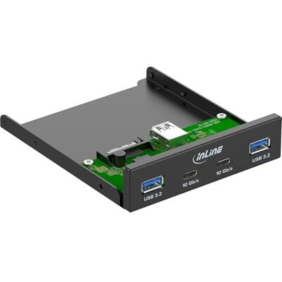 InLine 3,5 Zoll Frontpanel mit 2X USB-A 3.2 Gen2 und 2X USB-C 3.2 Gen2, 10 Gb/s, Metallgehäuse für Desktop PC, Einbaupanel, 33456C InLine 3,5 Zoll Frontpanel mit 2X USB-A 3.2 Gen2 und 2X USB-C 3.2 Gen2, 10 Gb/s, Metallgehäuse für Desktop PC, Einbaupanel, 33456C