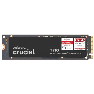 Crucial T710 SSD 1TB M.2 NVMe PCIe 5.0 x4 Gen5, bis zu 14.900 MB/s Lesen, 13.700 MB/s Schreiben, für Laptop und Desktop PC, TLC NAND, Interne Festplatte CT1000T710SSD8-01 Crucial T710 SSD 1TB M.2 NVMe PCIe 5.0 x4 Gen5, bis zu 14.900 MB/s Lesen, 13.700 MB/s Schreiben, für Laptop und Desktop PC, TLC NAND, Interne Festplatte CT1000T710SSD8-01
