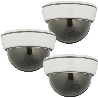 Relaxdays Kamera Attrappe, 3er Set, blinkende LED, innen & außen, batteriebetrieben, Überwachungskamera Dummy, weiß Relaxdays Kamera Attrappe, 3er Set, blinkende LED, innen & außen, batteriebetrieben, Überwachungskamera Dummy, weiß