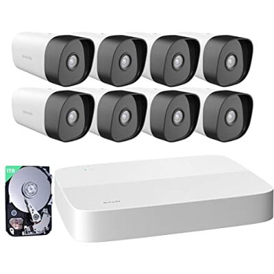 Tenda PoE Überwachungskamera Set Aussen, 8X 4MP CCTV Camera Outdoor + 1TB HDD + NVR (Unterstützt bis zu 10TB) für 24/7 Videoüberwachung, PoE IP Kamera mit AI Personenerkennung, Nachtsicht, K8P-4TR-1T Tenda PoE Überwachungskamera Set Aussen, 8X 4MP CCTV Camera Outdoor + 1TB HDD + NVR (Unterstützt bis zu 10TB) für 24/7 Videoüberwachung, PoE IP Kamera mit AI Personenerkennung, Nachtsicht, K8P-4TR-1T