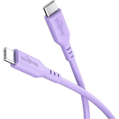 goobay USB C Ladekabel 1,5m mit 60W Power Delivery Schnellladefunktion, robustes & flexibles Kabel aus Silikon in Lila für iPhone 16, Galaxy S25, Pixel 9, Tablets & Laptops, Silikonkabel 77745 goobay USB C Ladekabel 1,5m mit 60W Power Delivery Schnellladefunktion, robustes & flexibles Kabel aus Silikon in Lila für iPhone 16, Galaxy S25, Pixel 9, Tablets & Laptops, Silikonkabel 77745