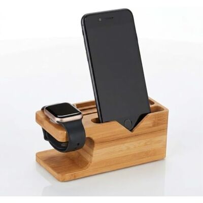 Relaxdays Ladestation, für Apple Watch & iPhone, Bambus, HxBxT: 6 x 14 x 6,5 cm, Handy-Station & Uhrenständer, Natur Relaxdays Ladestation, für Apple Watch & iPhone, Bambus, HxBxT: 6 x 14 x 6,5 cm, Handy-Station & Uhrenständer, Natur