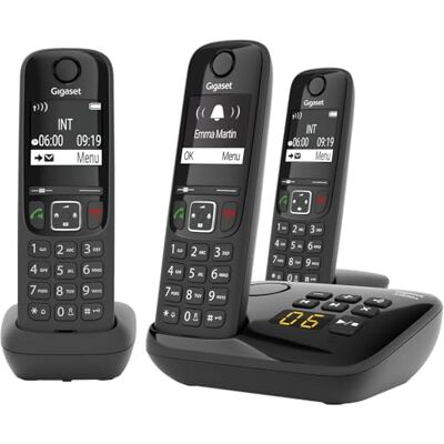 Siemens AS690A Trio 3 DECT-Telefone mit Anrufbeantworter, Schwarz Siemens AS690A Trio 3 DECT-Telefone mit Anrufbeantworter, Schwarz