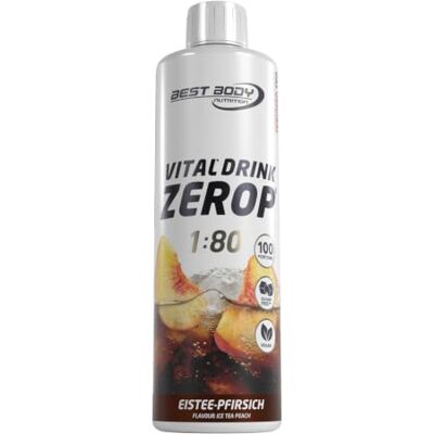 Best Body Nutrition Vital Drink ZEROP Eistee-Pfirsich, Original Getränkekonzentrat Sirup zuckerfrei, 1:80 ergibt 40 Liter Fertiggetränk, 500 ml Best Body Nutrition Vital Drink ZEROP Eistee-Pfirsich, Original Getränkekonzentrat Sirup zuckerfrei, 1:80 ergibt 40 Liter Fertiggetränk, 500 ml