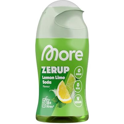 MORE NUTRITION MORE Zerup, Lemon Lime Soda, 65 ml, für bis zu 8 l Fertiggetränk, zuckerfreier Sirup mit u.a. echten Fruchtextrakten, vegan, zero Kalorien made in Germany MORE NUTRITION MORE Zerup, Lemon Lime Soda, 65 ml, für bis zu 8 l Fertiggetränk, zuckerfreier Sirup mit u.a. echten Fruchtextrakten, vegan, zero Kalorien made in Germany