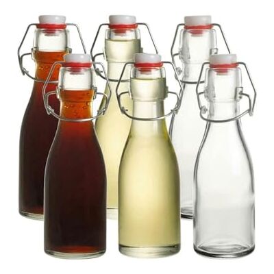 Cuisine Elegance Mini-Flaschen mit Bügelverschluss, 150 ml, 6 Stück, luftdicht, mit Bügelverschluss, 150 ml, durchsichtige Glasflaschen für Öl, Essig, Gewürze, Wasser, Saft, Getränke mit dichtem Verschluss Cuisine Elegance Mini-Flaschen mit Bügelverschluss, 150 ml, 6 Stück, luftdicht, mit Bügelverschluss, 150 ml, durchsichtige Glasflaschen für Öl, Essig, Gewürze, Wasser, Saft, Getränke mit dichtem Verschluss