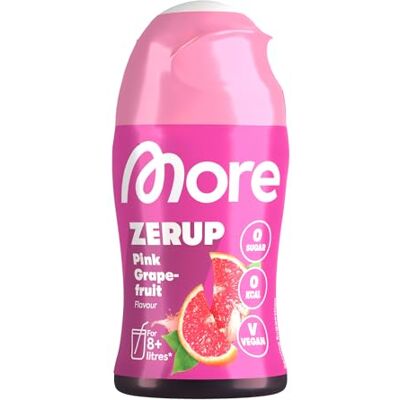 MORE NUTRITION MORE Zerup, Pink Grapefruit, 65 ml, für bis zu 8 l Fertiggetränk, zuckerfreier Sirup mit u.a. echten Fruchtextrakten, vegan, zero Kalorien made in Germany MORE NUTRITION MORE Zerup, Pink Grapefruit, 65 ml, für bis zu 8 l Fertiggetränk, zuckerfreier Sirup mit u.a. echten Fruchtextrakten, vegan, zero Kalorien made in Germany