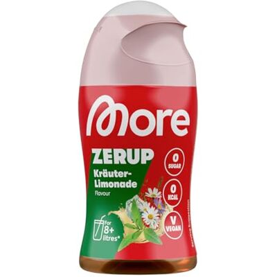 MORE NUTRITION MORE Zerup, Kräuterlimonade, 65 ml, für bis zu 8 l Fertiggetränk Zuckerfreier Sirup mit u.a. echten Fruchtextrakten, vegan, zero Kalorien made in Germany MORE NUTRITION MORE Zerup, Kräuterlimonade, 65 ml, für bis zu 8 l Fertiggetränk Zuckerfreier Sirup mit u.a. echten Fruchtextrakten, vegan, zero Kalorien made in Germany
