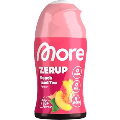MORE NUTRITION MORE Zerup, Peach Iced Tea, 65 ml, für bis zu 8 l Fertiggetränk, zuckerfreier Sirup mit u.a. echten Fruchtextrakten, vegan, zero Kalorien made in Germany MORE NUTRITION MORE Zerup, Peach Iced Tea, 65 ml, für bis zu 8 l Fertiggetränk, zuckerfreier Sirup mit u.a. echten Fruchtextrakten, vegan, zero Kalorien made in Germany