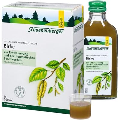 Schoenenberger Birke Heilpflanzensaft, 3x 200 ml (600 ml) Naturreiner Saft, Glasflaschen, Rheumatische Beschwerden, Durchspülungstherapie, Harnweges-Infekte Schoenenberger Birke Heilpflanzensaft, 3x 200 ml (600 ml) Naturreiner Saft, Glasflaschen, Rheumatische Beschwerden, Durchspülungstherapie, Harnweges-Infekte