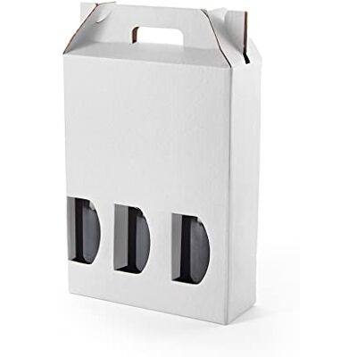 ONLY BOXES 10er Pack Boxen aus Karton für 3 Flaschen Wein, Sekt, Champagner oder Likör, Weiß, selbstmontierendes Modell mit Fenster zum Verpacken von Flaschen, sehr originell, AMA727 ONLY BOXES 10er Pack Boxen aus Karton für 3 Flaschen Wein, Sekt, Champagner oder Likör, Weiß, selbstmontierendes Modell mit Fenster zum Verpacken von Flaschen, sehr originell, AMA727