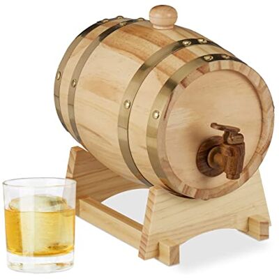 Relaxdays Holzfass 1,25 l, mit Bock, Zapfhahn, für Whiskey, Wein, Spirituosen, Whiskyfass HxBxT 23 x 16 x 25,5 cm, natur Relaxdays Holzfass 1,25 l, mit Bock, Zapfhahn, für Whiskey, Wein, Spirituosen, Whiskyfass HxBxT 23 x 16 x 25,5 cm, natur