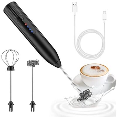EBUYFIRE milchaufschäumer elektrisch stab,USB wiederaufladbar milchschäumer,melektrischer schneebesen 3 einstellbare geschwindigkeiten edelstahl für kaffee cappuccino latte heiße schokolade (Schwarz) EBUYFIRE milchaufschäumer elektrisch stab,USB wiederaufladbar milchschäumer,melektrischer schneebesen 3 einstellbare geschwindigkeiten edelstahl für kaffee cappuccino latte heiße schokolade (Schwarz)