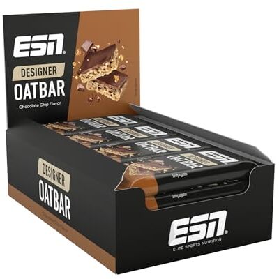 ESN Designer Oat Bar Box, Chocolate Chip V2, 12 x 100 g, Hafer Riegel auf Haferbasis perfekt für unterwegs ESN Designer Oat Bar Box, Chocolate Chip V2, 12 x 100 g, Hafer Riegel auf Haferbasis perfekt für unterwegs