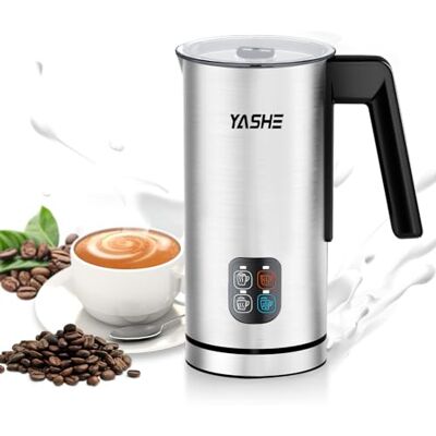 YASHE Milchaufschäumer, 240 ml Milchaufschäumer Elektrisch, 4-in-1 Edelstahl Milchschäumer, Antihaftbeschichtung, für Latte Macchiato, Cappuccino und Kakao, Schnell & Einfach zu Reinigen YASHE Milchaufschäumer, 240 ml Milchaufschäumer Elektrisch, 4-in-1 Edelstahl Milchschäumer, Antihaftbeschichtung, für Latte Macchiato, Cappuccino und Kakao, Schnell & Einfach zu Reinigen