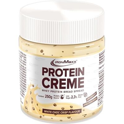 IronMaxx Protein Creme White Choc Crisp 250g cremiger high protein Brotaufstrich low carb, low sugar für eine gesunde Ernährung geeignet IronMaxx Protein Creme White Choc Crisp 250g cremiger high protein Brotaufstrich low carb, low sugar für eine gesunde Ernährung geeignet