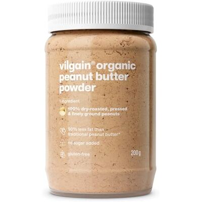 Vilgain 100% BIO Erdnussbutter Pulver Zuckerfrei mit 2x Weniger Kalorien Ideal für Smoothies & Porridge Reich an Eiweiß & Ballaststoffen 46 kcal pro Portion Vilgain 100% BIO Erdnussbutter Pulver Zuckerfrei mit 2x Weniger Kalorien Ideal für Smoothies & Porridge Reich an Eiweiß & Ballaststoffen 46 kcal pro Portion