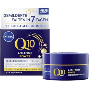 NIVEA Q10 Anti-Falten POWER Regenerierende Nachtpflege (50 ml), straffende Gesichtspflege für alle Hauttypen, Nachtcreme mit purem Q10, Kreatin & Hyaluronsäure NIVEA Q10 Anti-Falten POWER Regenerierende Nachtpflege (50 ml), straffende Gesichtspflege für alle Hauttypen, Nachtcreme mit purem Q10, Kreatin & Hyaluronsäure
