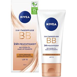 Beiersdorf NIVEA 5 IN 1 Tagespflege BB 24h Feuchtigkeit LSF 15, getönte Tagescreme für mittlere bis dunkle Hauttypen, Gesichtscreme mit Bio Jojoba-Öl und Make-Up Pigmenten Beiersdorf NIVEA 5 IN 1 Tagespflege BB 24h Feuchtigkeit LSF 15, getönte Tagescreme für mittlere bis dunkle Hauttypen, Gesichtscreme mit Bio Jojoba-Öl und Make-Up Pigmenten