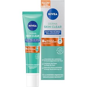 NIVEA Derma Skin Clear Nacht Peeling Serum, Gesichtspflege für ein sichtbar verbessertes Hautbild, porenverfeinerndes Niacinamide Serum Peeling mit AHA & BHA (40 ml) NIVEA Derma Skin Clear Nacht Peeling Serum, Gesichtspflege für ein sichtbar verbessertes Hautbild, porenverfeinerndes Niacinamide Serum Peeling mit AHA & BHA (40 ml)
