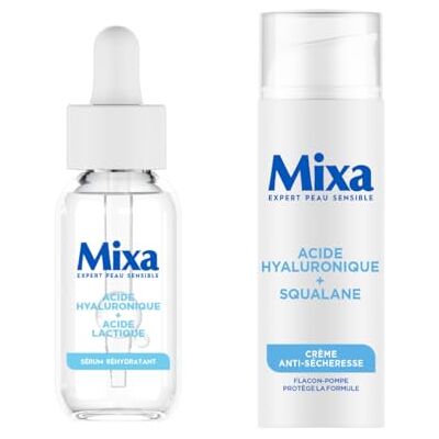 Mixa Routine Serum Konzentrat feuchtigkeitsspendend + Creme gegen Trockenheit – mit Hyaluronsäure und Milchsäure + Squalan – Beruhigt & spendet Feuchtigkeit für 48 Stunden – hypoallergen – 30 ml + Mixa Routine Serum Konzentrat feuchtigkeitsspendend + Creme gegen Trockenheit – mit Hyaluronsäure und Milchsäure + Squalan – Beruhigt & spendet Feuchtigkeit für 48 Stunden – hypoallergen – 30 ml +