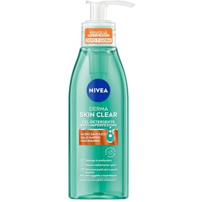 NIVEA Derma Skin Clear Gesichtsreinigungsgel gegen Unvollkommenheiten 150 ml, Gesichtsreiniger fettige und Mischhaut mit Salicylsäure, Meersalz und Niacinamid, reinigender Gesichtsreiniger NIVEA Derma Skin Clear Gesichtsreinigungsgel gegen Unvollkommenheiten 150 ml, Gesichtsreiniger fettige und Mischhaut mit Salicylsäure, Meersalz und Niacinamid, reinigender Gesichtsreiniger