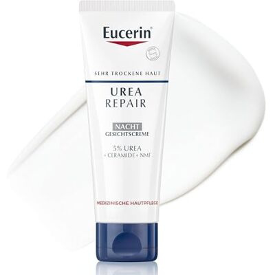 Eucerin UreaRepair 5% Urea Nacht Gesichtscreme 50 ml, regenerierende Nachtcreme für trockene und raue Haut, intensive Hautpflege mit Urea, Ceramiden und Laktat Eucerin UreaRepair 5% Urea Nacht Gesichtscreme 50 ml, regenerierende Nachtcreme für trockene und raue Haut, intensive Hautpflege mit Urea, Ceramiden und Laktat