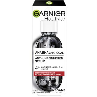 Garnier AHA + BHA Serum, Salicylsäure, Kohle & 4% Niacinamide Serum, Gesichtspflege gegen Unreinheiten, mildert Mitesser & sichtbar, für ebenmäßige & geschmeidige Haut, Hautklar, 30ml Garnier AHA + BHA Serum, Salicylsäure, Kohle & 4% Niacinamide Serum, Gesichtspflege gegen Unreinheiten, mildert Mitesser & sichtbar, für ebenmäßige & geschmeidige Haut, Hautklar, 30ml