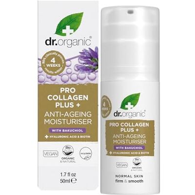 Dr.Organic Dr Organic Pro Kollagen Plus Bakuchiol, Hyaluronsäure, Biotin, Gesundes Altern, Falten, Trockene & Empfindliche Haut, Tierversuchsfrei, Paraben- & SLS-frei, Recycelt & Recyclebar, Bio, 50ml Dr.Organic Dr Organic Pro Kollagen Plus Bakuchiol, Hyaluronsäure, Biotin, Gesundes Altern, Falten, Trockene & Empfindliche Haut, Tierversuchsfrei, Paraben- & SLS-frei, Recycelt & Recyclebar, Bio, 50ml