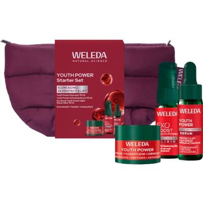WELEDA Bio Youth Power Gesichtspflege Mini Set Tagespflege, Serum & Elixir Naturkosmetik Anti Aging Gesichtspflege Geschenk Kosmetiktasche Set Granatapfel & Astaxanthin, mindert Falten & strafft WELEDA Bio Youth Power Gesichtspflege Mini Set Tagespflege, Serum & Elixir Naturkosmetik Anti Aging Gesichtspflege Geschenk Kosmetiktasche Set Granatapfel & Astaxanthin, mindert Falten & strafft
