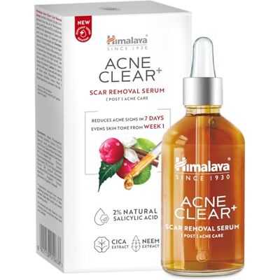 Himalaya Acne Clear+ Serum zur Narbenentfernung – Natürliche Salicylsäure, CICA & Neem – Gleicht den Hautton aus und verkleinert die Poren – Bekämpft 5 Anzeichen von Akne, 30ml Himalaya Acne Clear+ Serum zur Narbenentfernung – Natürliche Salicylsäure, CICA & Neem – Gleicht den Hautton aus und verkleinert die Poren – Bekämpft 5 Anzeichen von Akne, 30ml