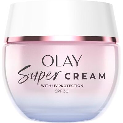 Olay Super Cream Nachfüllbare Gesichtsfeuchtigkeitspflege Mit LSF30 UV-Schutz, 5 Hautvorteile, Ultraleichte Hydration, 50 ml Olay Super Cream Nachfüllbare Gesichtsfeuchtigkeitspflege Mit LSF30 UV-Schutz, 5 Hautvorteile, Ultraleichte Hydration, 50 ml